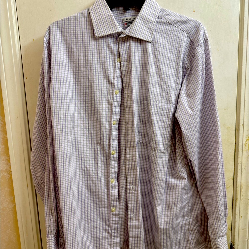 Van Heusen Purple and White Dress Shirt Classic Fit